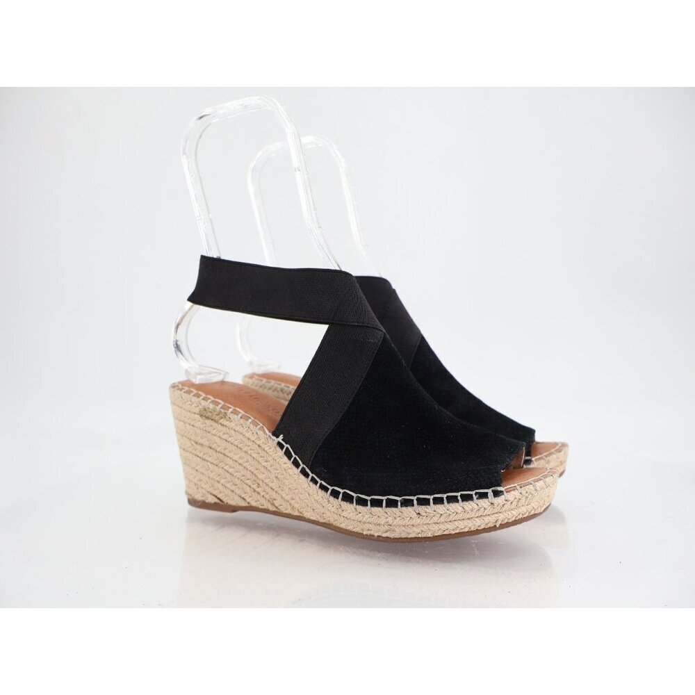 Gentle Souls Women's Crista Espadrille Sandals Size 8.5 Black Suede Leather